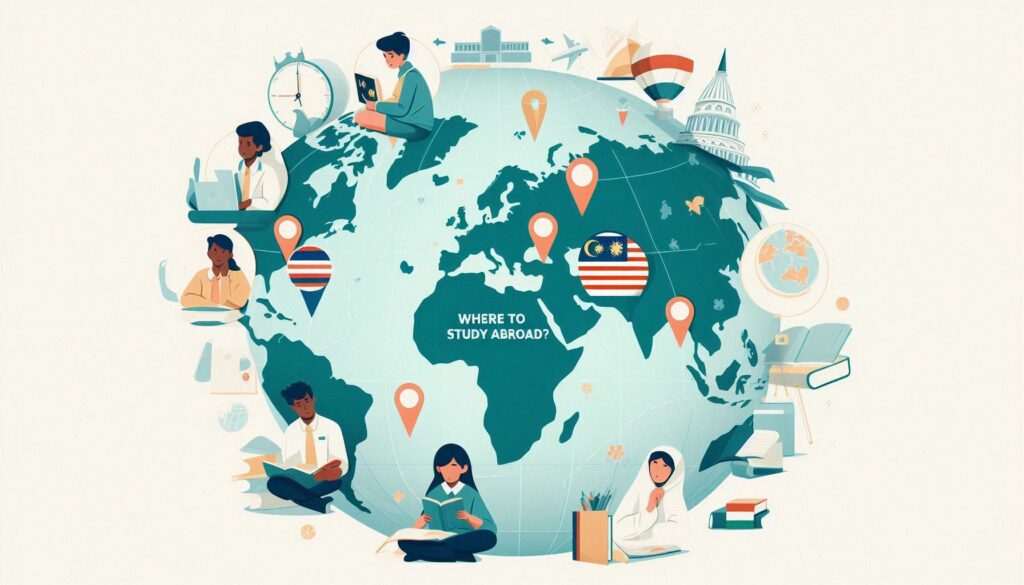 해외 교육, 어디로 갈까? 4개국 심층 비교 Blog thumbnail for Where to study abroad _Minimalist style. _Background soft world map or glob (3)